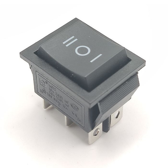 Перемикач KCD2-223 (ON)-OFF-(ON) 6pin чорний без фіксації