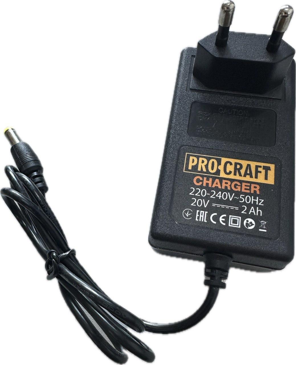 Зарядний пристрій аккумуляторного інструменту PROCRAFT 20V 2Ah