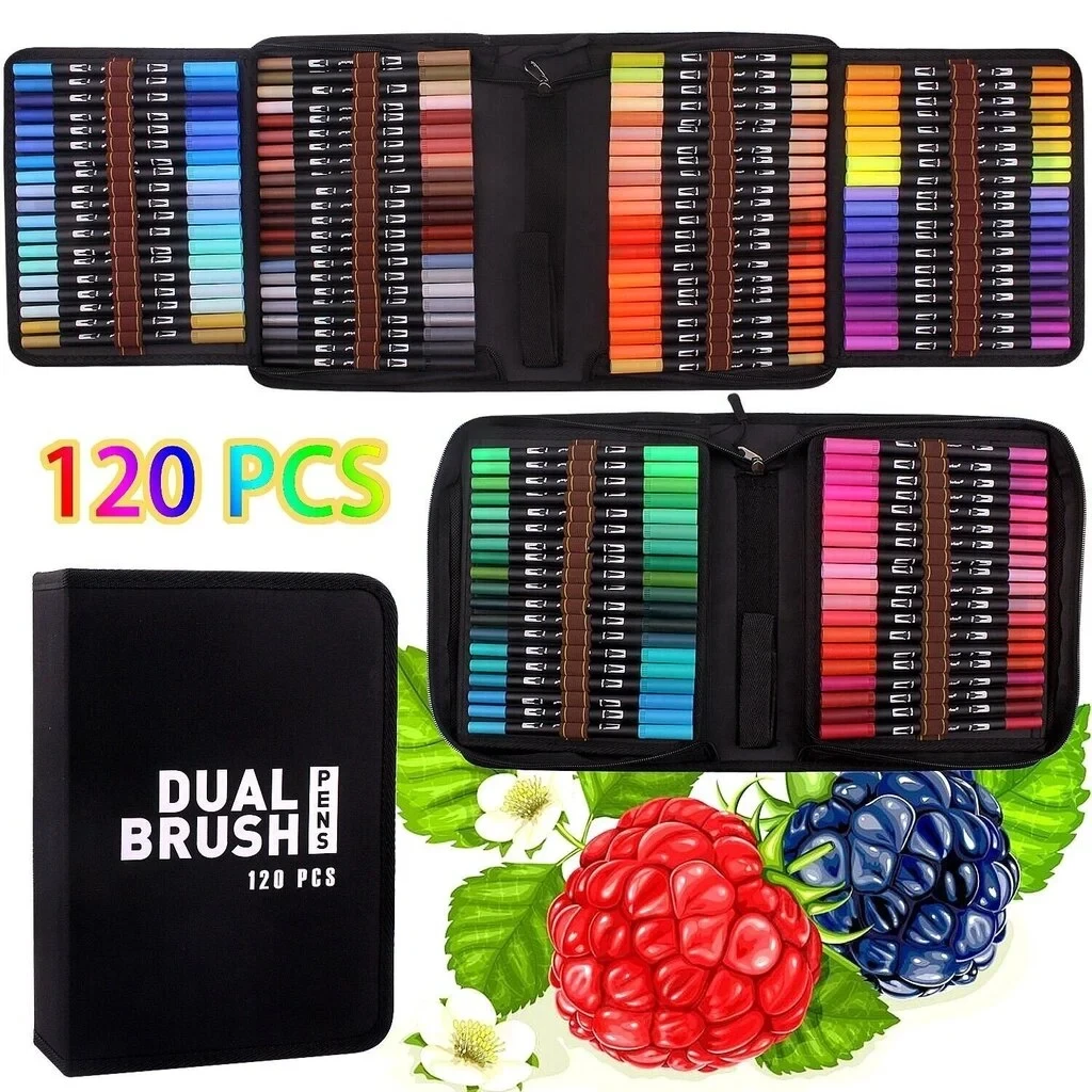 Набір двосторонніх акварельних маркерів Dual Brush Pens для малювання та скетчингу | 120 шт.
