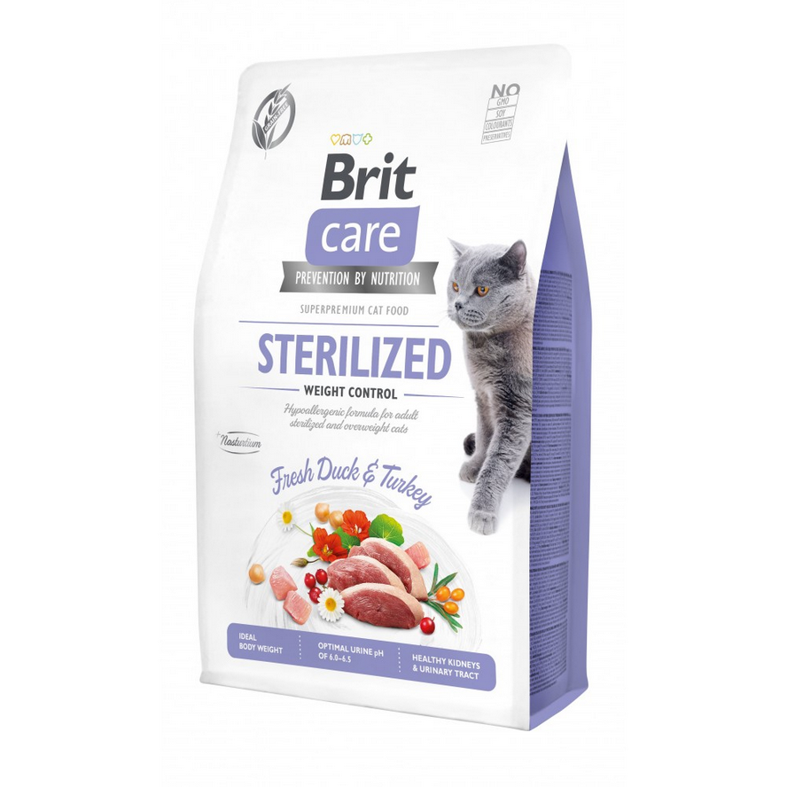 Сухий корм Brit Care Cat GF Sterilized Weight Control для стерилізованих котів з надмірною вагою, качка та індичка 2 кг