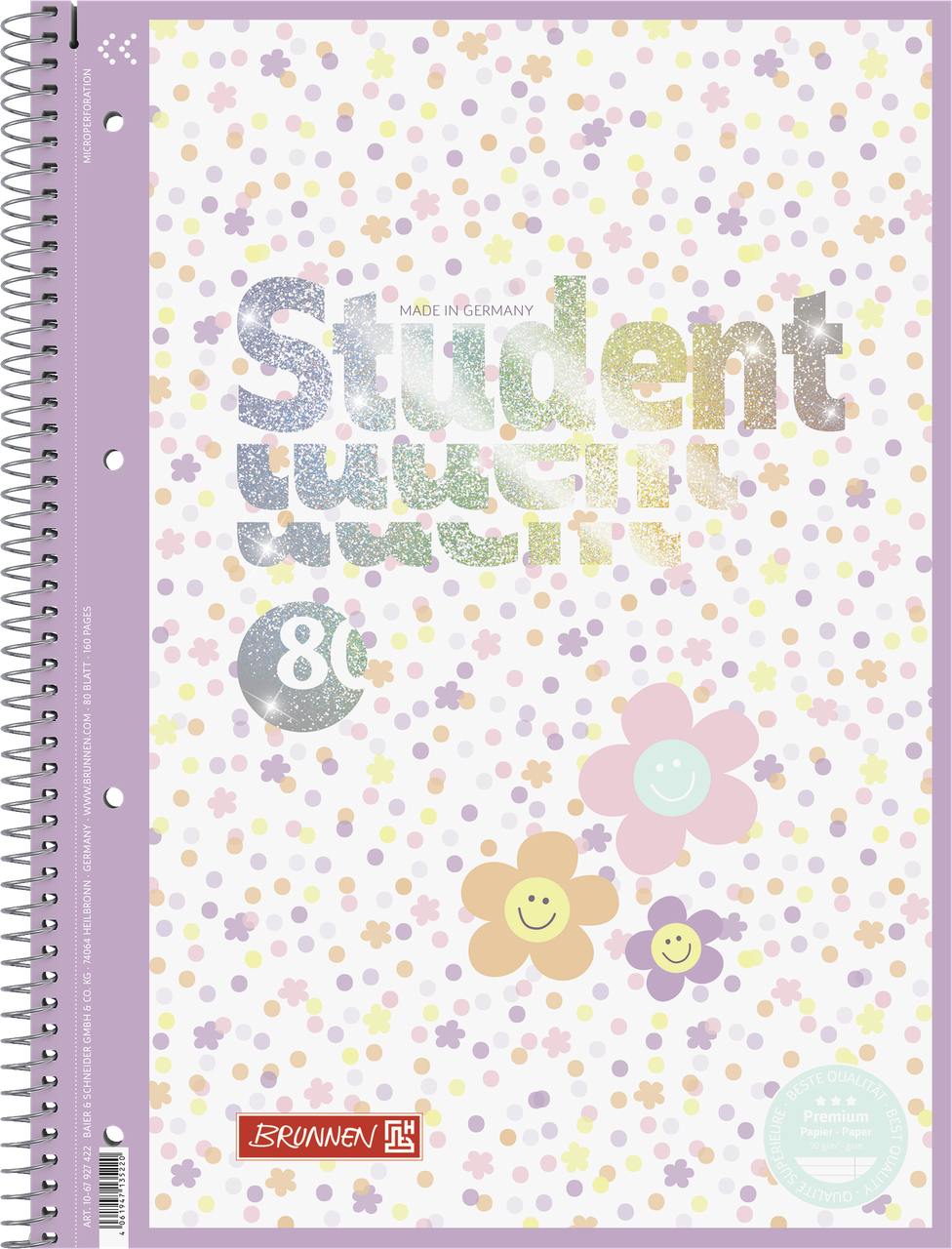 Зошит коледж-блок Brunnen А4 на спіралі в лінійку 80 аркушів 90 г/м² Happy Hippie 1067927422, фото 1