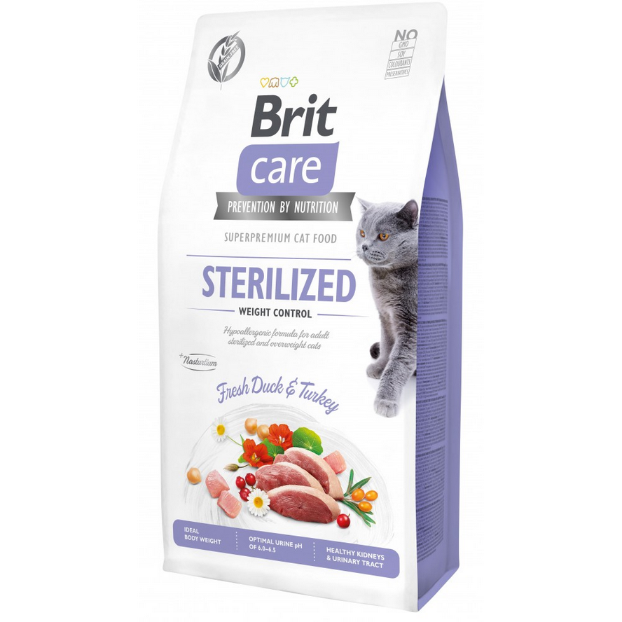 Сухий корм Brit Care Cat GF Sterilized Weight Control для стерилізованих котів з надмірною вагою, качка та індичка 7 кг
