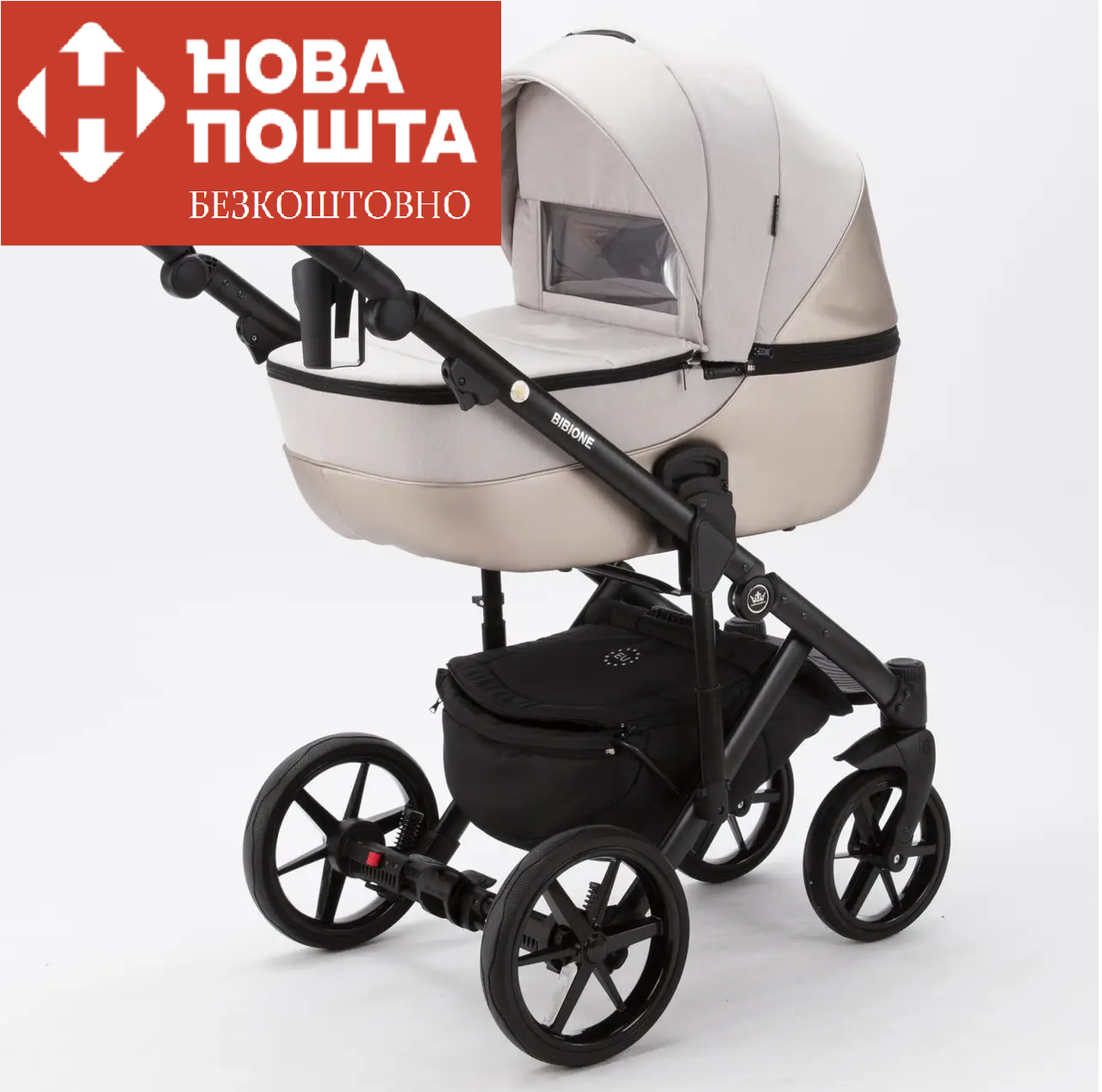 Коляска 2 в 1 Adamex Bibione PS-45 Tip срібло тканина + шкіра PS4500000