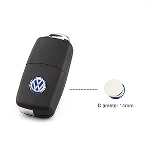 Наклейка на ключ VW (Фольсваген) Синя 14 мм