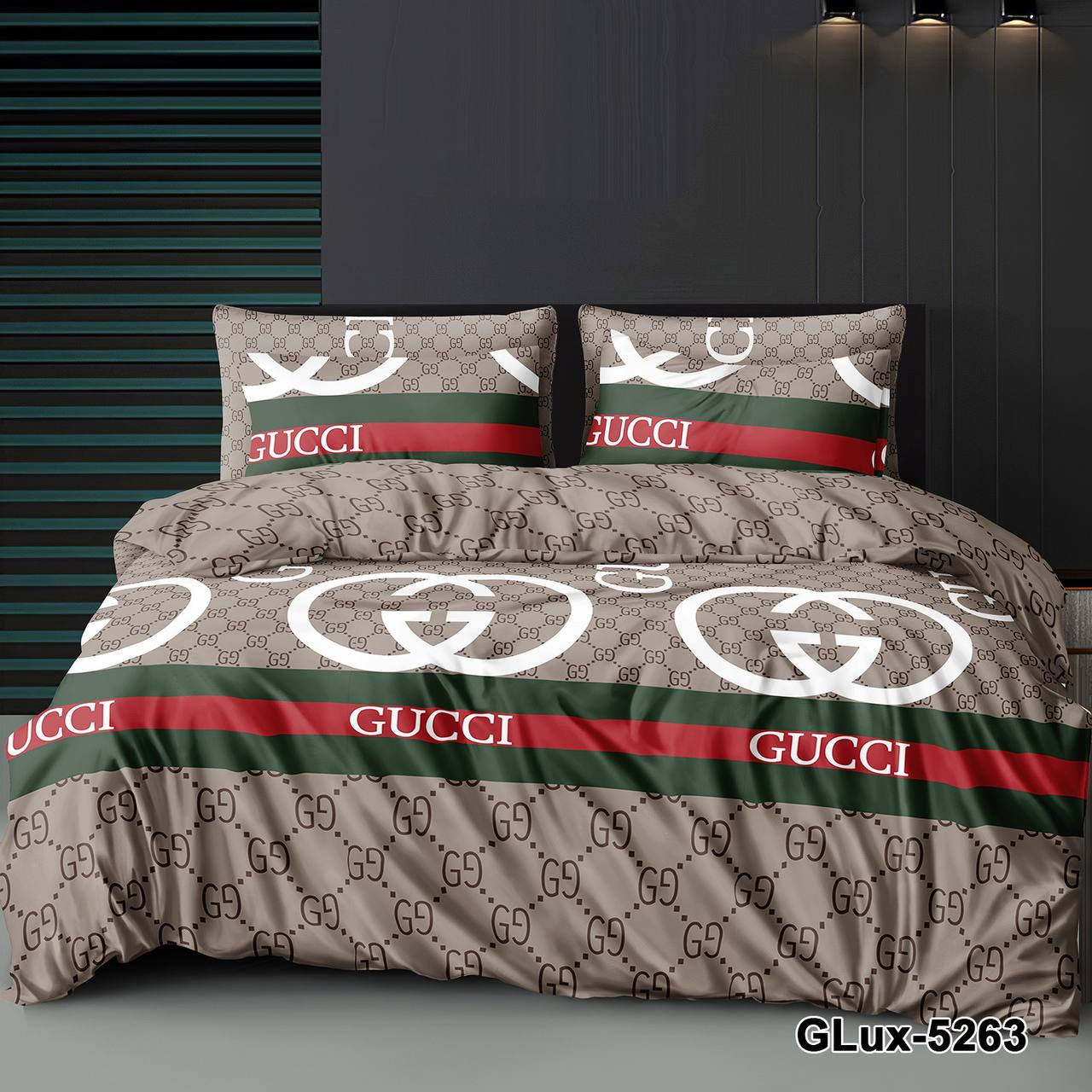 Євро комплект (Бязь) | Комплект постільної білизни "Gucci" | Простирадло 240х220 см