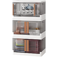 Модульна пересувна шафа ПВХ на 96 л. Збірна пластикова шафа-органайзер із 3 ящиків