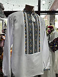Вишиванка чоловіча ручної роботи вишита біла домоткане полотно  довгий рукав розмір 54, фото 2