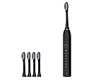 Електрична зубна щітка Sonic electric toothbrush X2 із 4 насадками. Чорна, фото 2