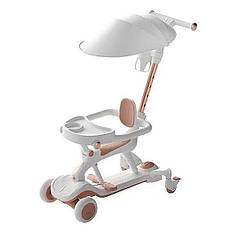 Дитячий самокат-беговел 4в1 X2 з козирком, захисним бортиком і батьківською ручкою.