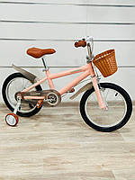 Дитячий велосипед "Cruiser" M01 (12)з ручним гальмом, додатковими колесами і кошиком. Рожевий