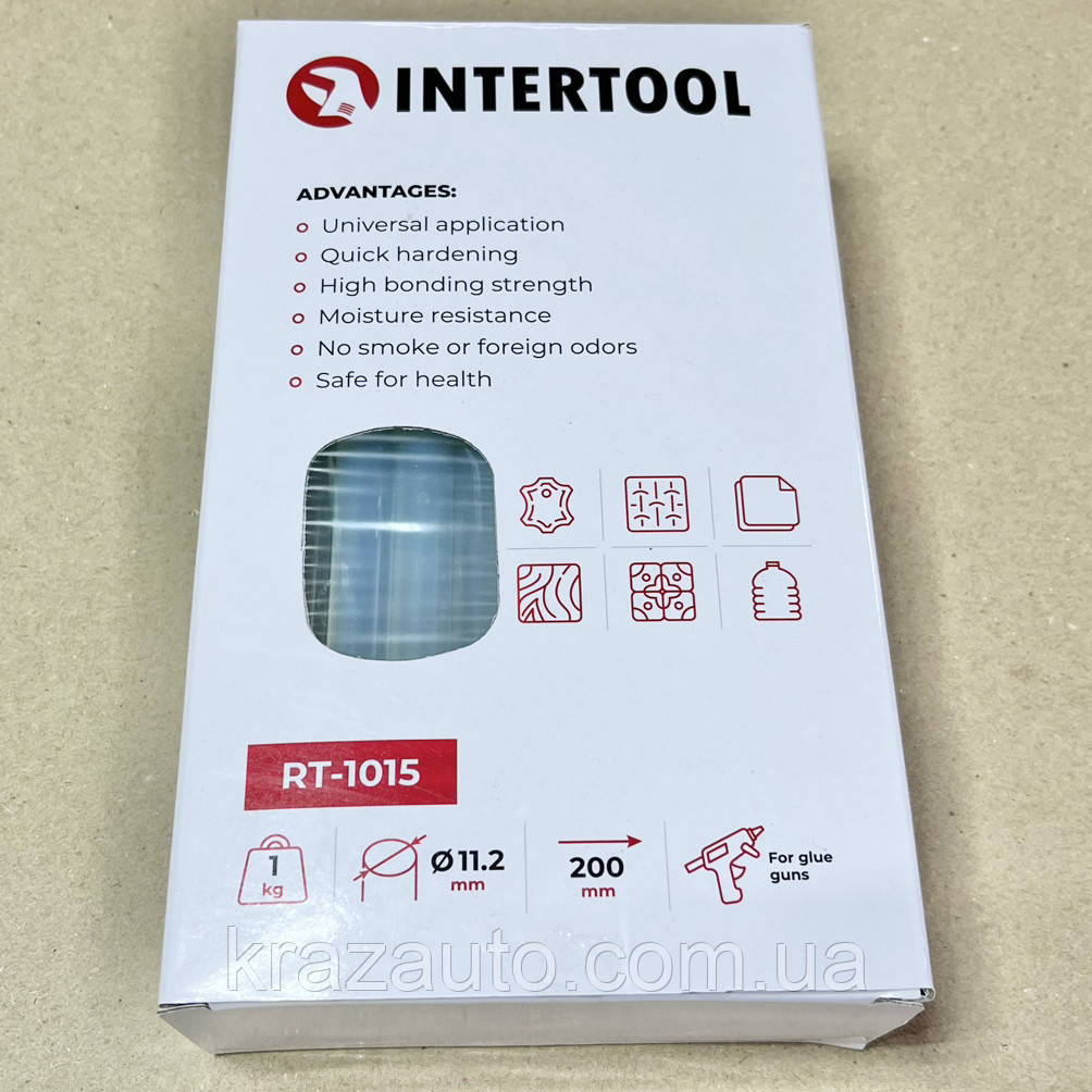 Комплект стрижнів клейових прозорих 11,2 мм x 200 мм, пак. 1 кг INTERTOOL RT-1015