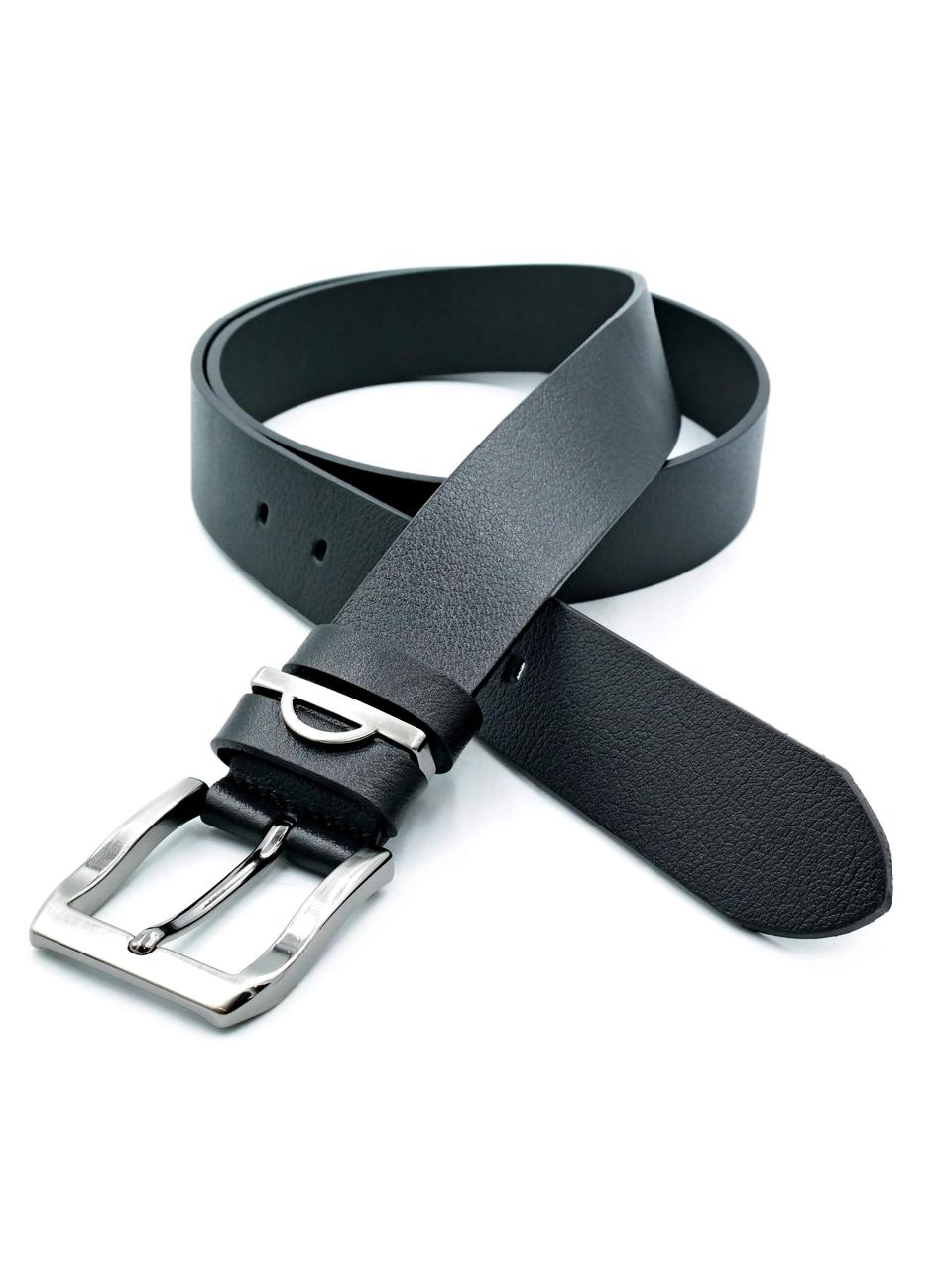 Шкіряний чоловічий ремінь Weatro 3,8 х 105-125 см Чорний, фото 1