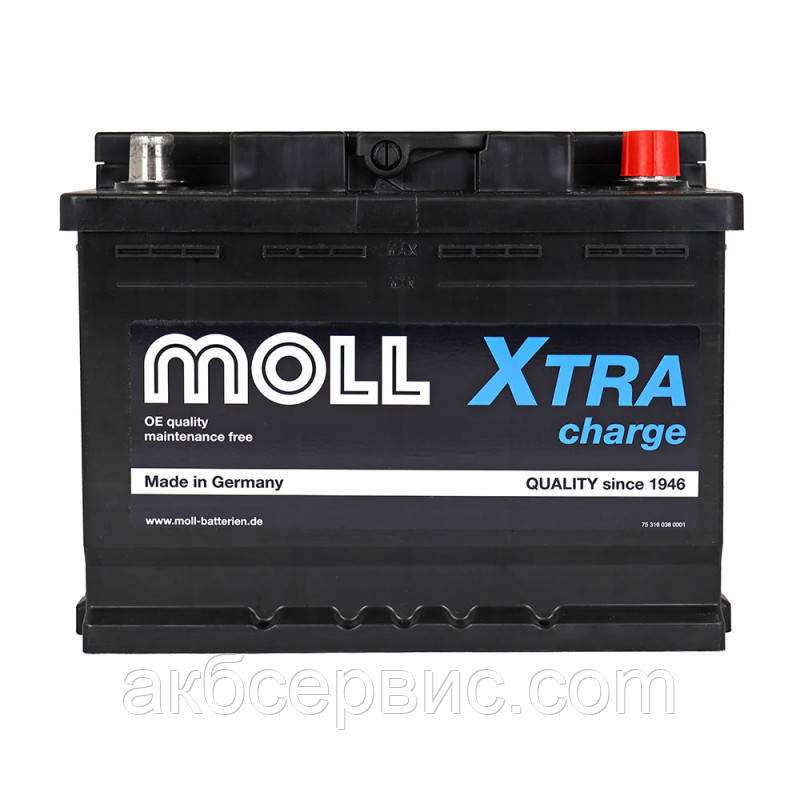 Акумулятор автомобільний MOLL X-Tra Charge 64 Ah 620A R+, фото 1