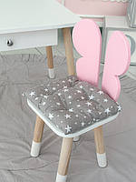Подушка для стільця дитяча 23×28 з натуральної бавовни / антиалергенне наповнення, прямокутна, з візерунком, рожевий, фото 7
