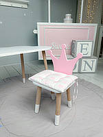 Подушка для стільця дитяча 23×28 з натуральної бавовни / антиалергенне наповнення, прямокутна, з візерунком, рожевий, фото 10