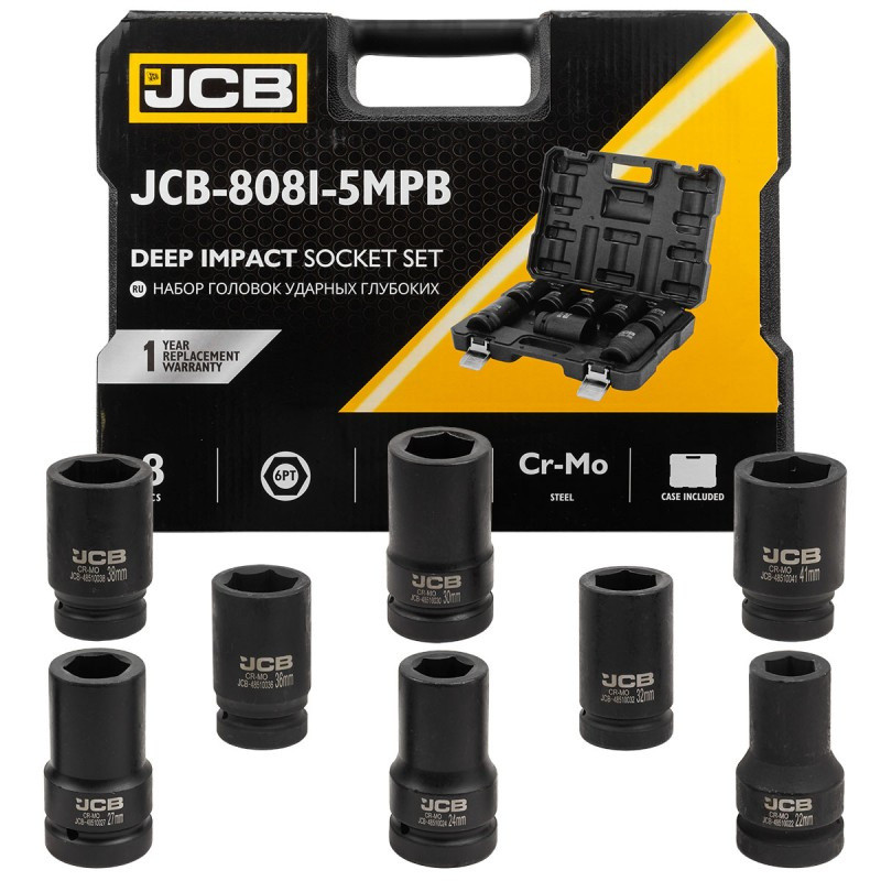 Набір головок JCB Tools JCB-8081-5MPB ударних глибоких 8 од 1 (6-гр), фото 1
