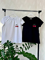 Жіноча базова трикотажна футболка принт вишні Sfv1310