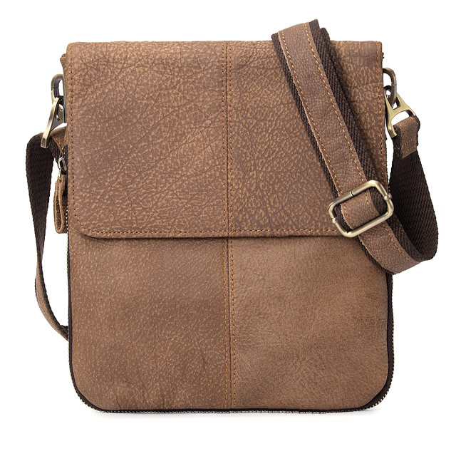 Чоловіча шкіряна сумка через плече коричневого кольору арт.00153