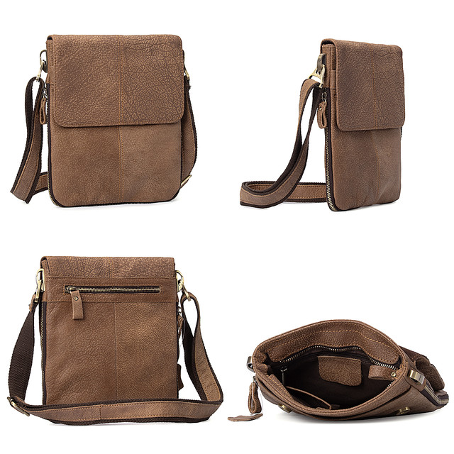 Чоловіча шкіряна сумка через плече коричневого кольору арт.00153