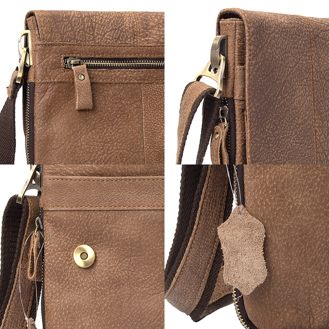 Чоловіча шкіряна сумка через плече коричневого кольору арт.00153