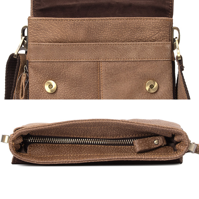 Чоловіча шкіряна сумка через плече коричневого кольору арт.00153