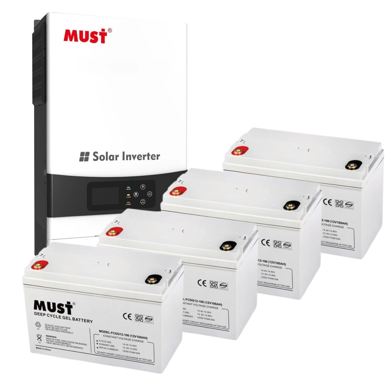 Комплект резервного живлення з гібридним інвертором Must PV19-6048 EXP та акумулятором Must FCDG12-100, фото 1
