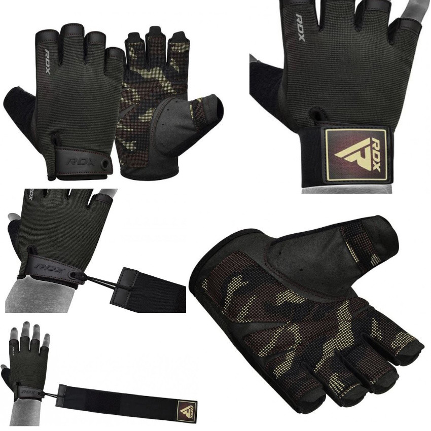 Рукавички для занять спортом RDX T2-HB S тренажерного залу фітнесу тренувань з фіксатором спортивні чорні