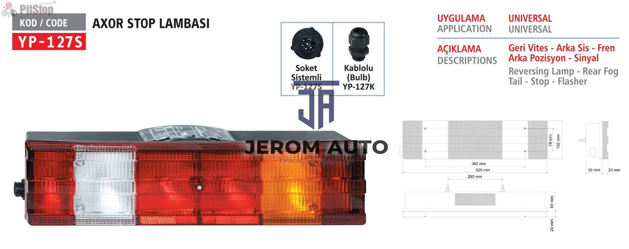 ЛІХТАР ЗАДНІЙ ЛІВИЙ 6-СЕКЦІЙ РИФЛ. З AMP РОЗ'ЄМОМ ACTROS / YÜCEPLAST / YP-127SL, фото 1