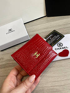 Гаманець Шанель шкіряний лакований червоний в коробці