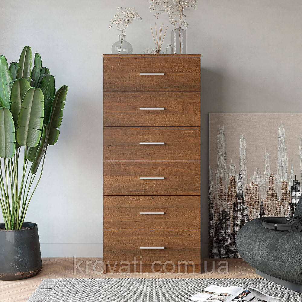 Вузький Комод 6 NEW Компаніт,  Горіх