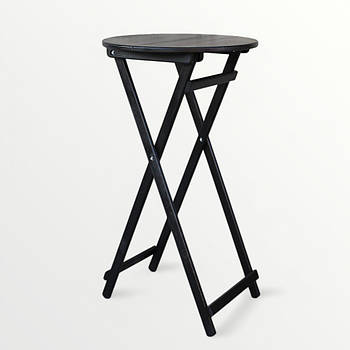 Високий складаний круглий дерев'яний барний стіл для кафе Вуличний розкладний столик з дерева для кав'ярні Чорний