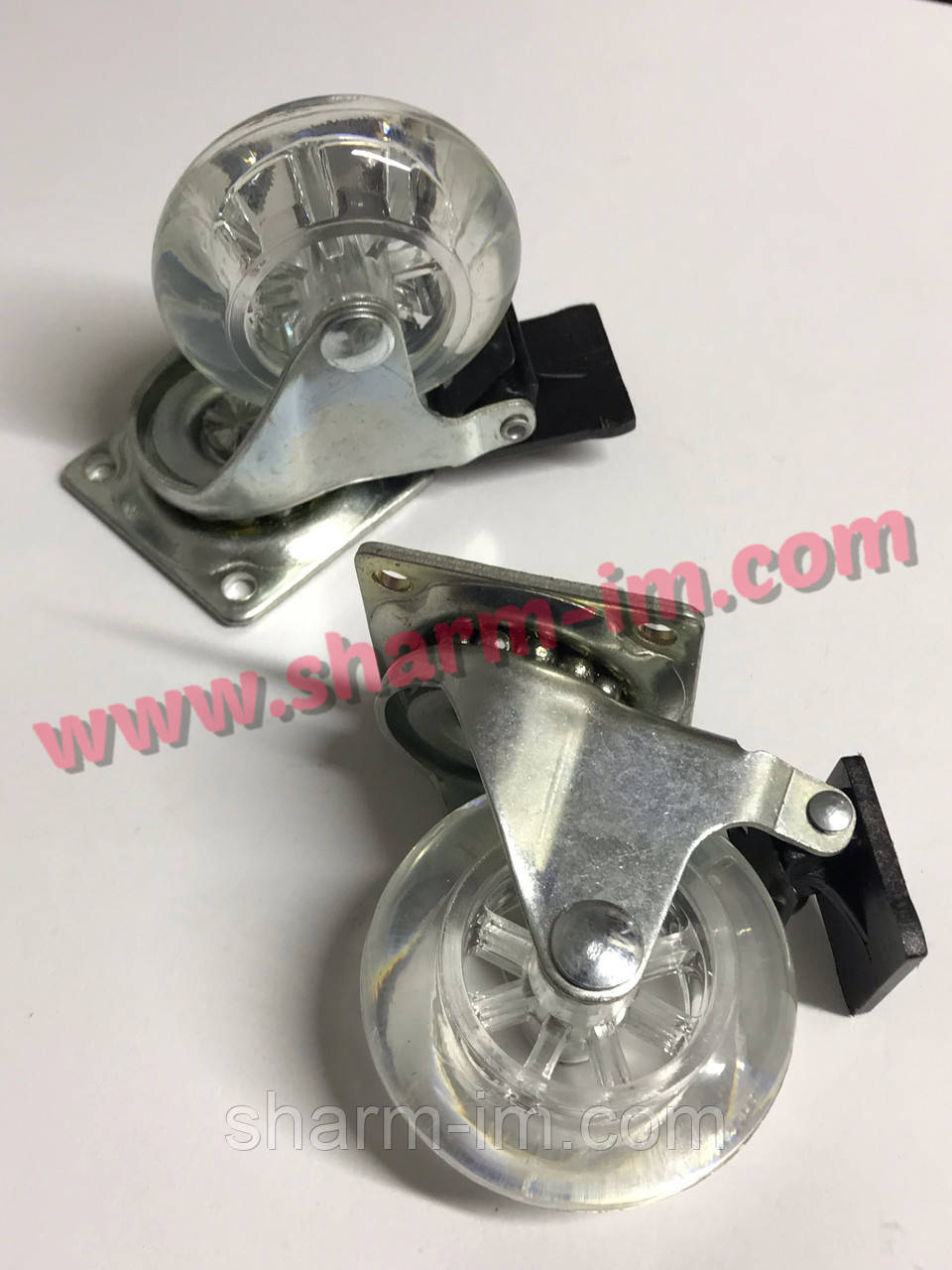 Ролик меблевий D-50 мм Поліуретановий із майданчиком h-65 мм зі Стопором