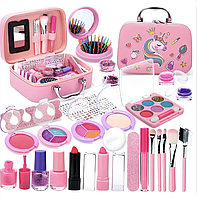 Набір дитячої декоративної косметики для дівчаток 25в1 у сумочці валізці Єдиноріг Рожевий