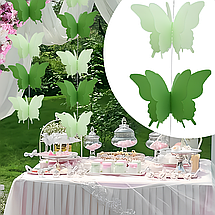 Паперова гірлянда з 3D Метеликів | Зелений Салатовий, фото 4