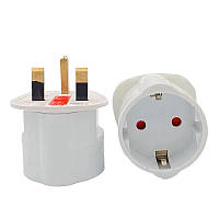 Перехідник з англійської розетки на європейську вилку, тип G, перехідник для розетки з запобіжником /LMA7310