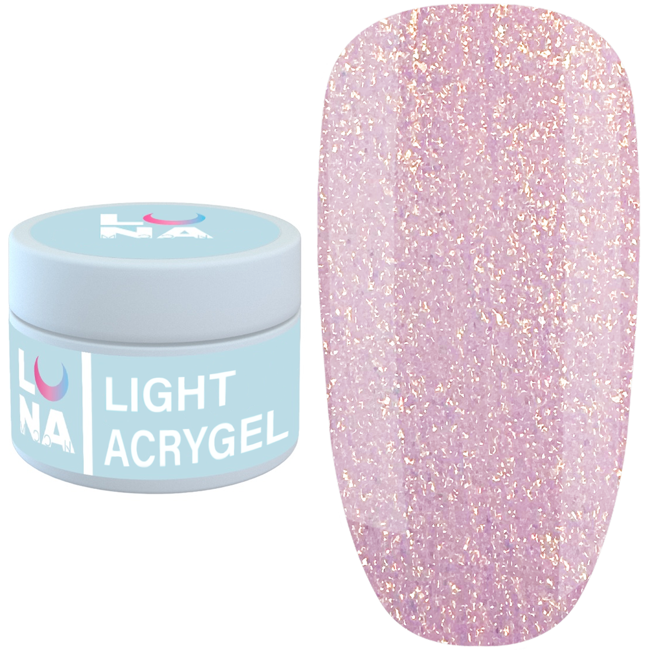 Рідкий акригель LUNA Light Acrygel №53, 30 мл рожевий із золотистим шиммером