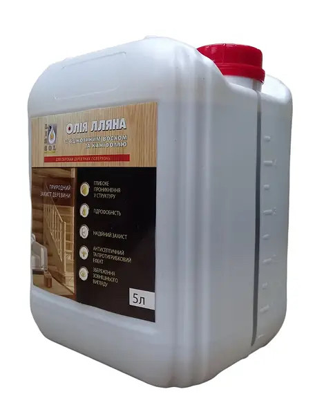 Олія лляна з воском та каніфоллю LISSOL 5 л для дерева, фото 1