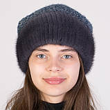 В'язана хутряна шапка з натурального хутра норки та помпоном з хутра песця "Соті", фото 3
