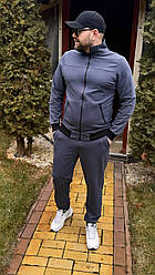Чоловічий спортивний костюм без капюшону на блискавці сірий весна осінь