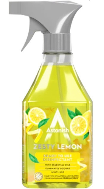 Дезінфікуючий очищувач без хлору Astonish Лимонний Вибух 550 мл, фото 1