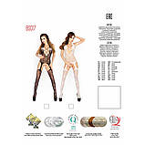 Бодістокінг Passion BS017 чорний мереживний комбінезон для сексуальних ігор з імітацією панчохи та пояса, фото 6