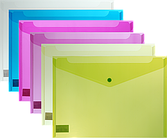 Папка-конверт на кнопці прозора (А4, 170мкм, асортимент кольорів) Buromax BM.3926