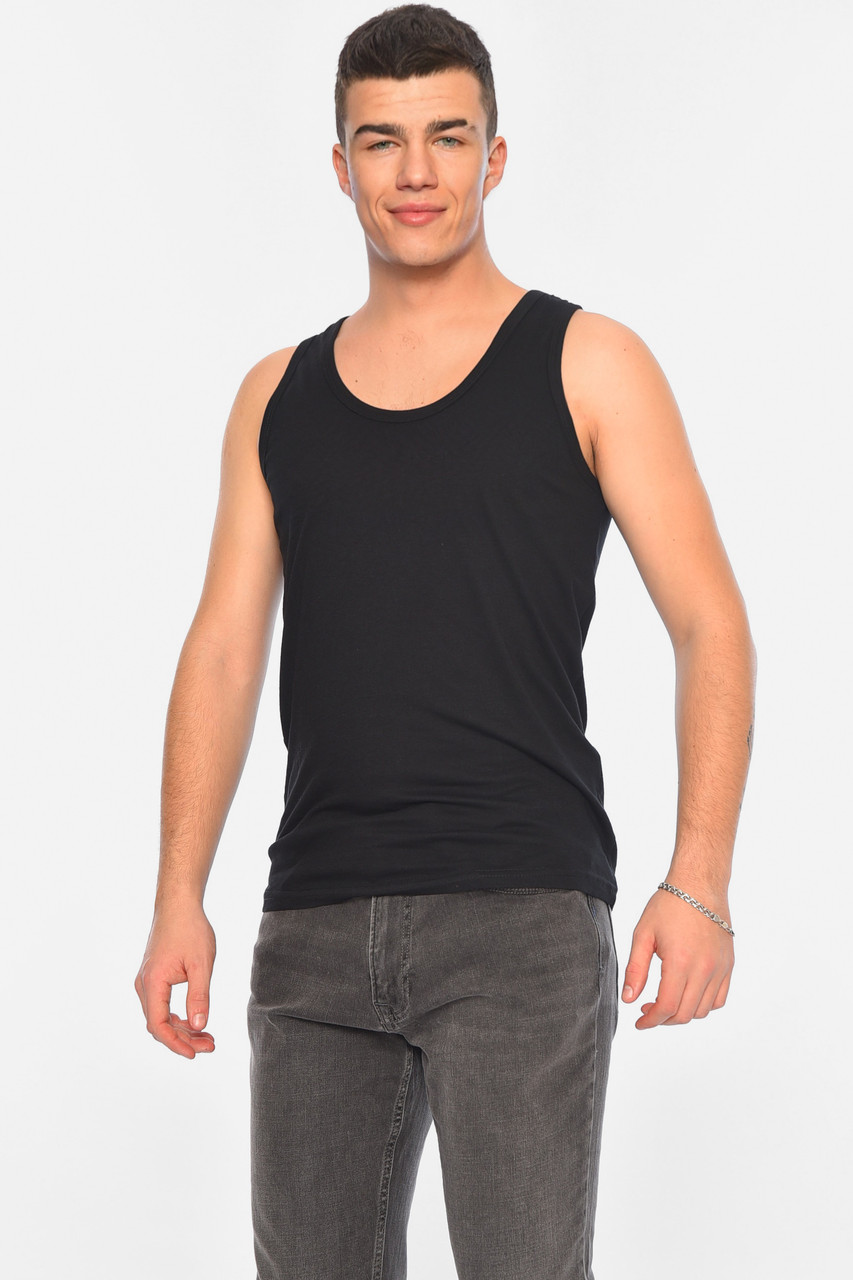 Майка чоловіча однотонна чорного кольору 160486P, фото 1