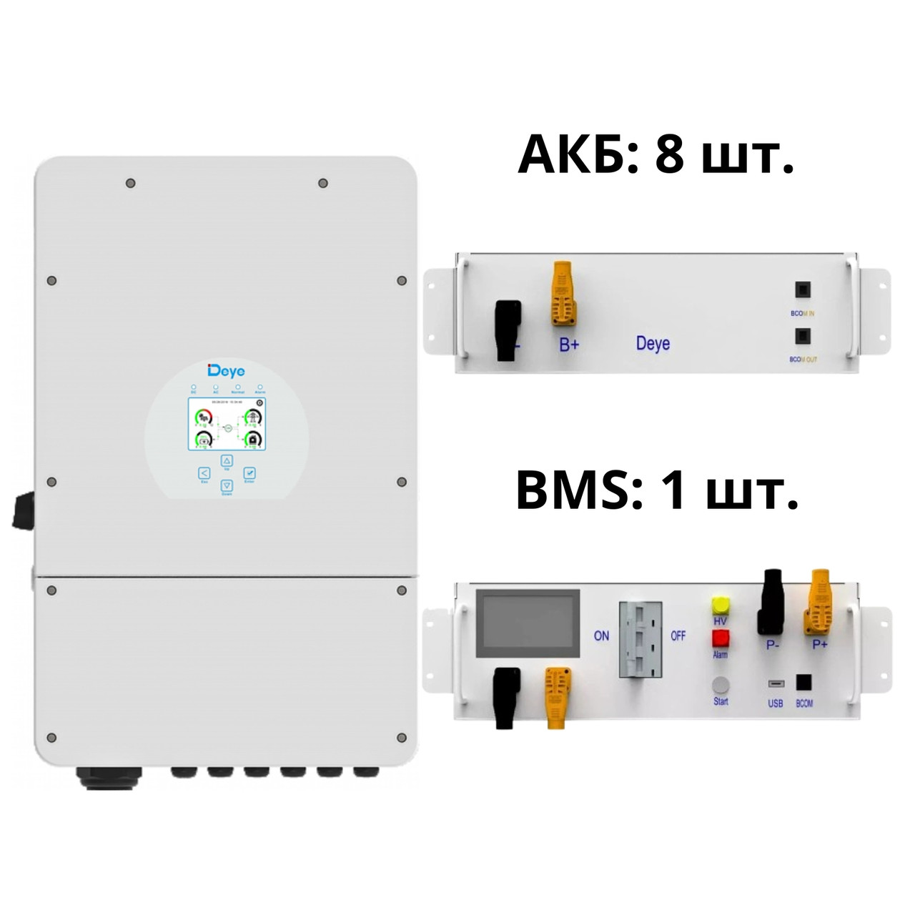 Автономний комплект інвертор Deye SUN-30K-SG01HP3-EU-BM3 + АКБ BOS-GM5.1 8 шт + BMS BOS-G 120-750Vdc 100A, фото 1