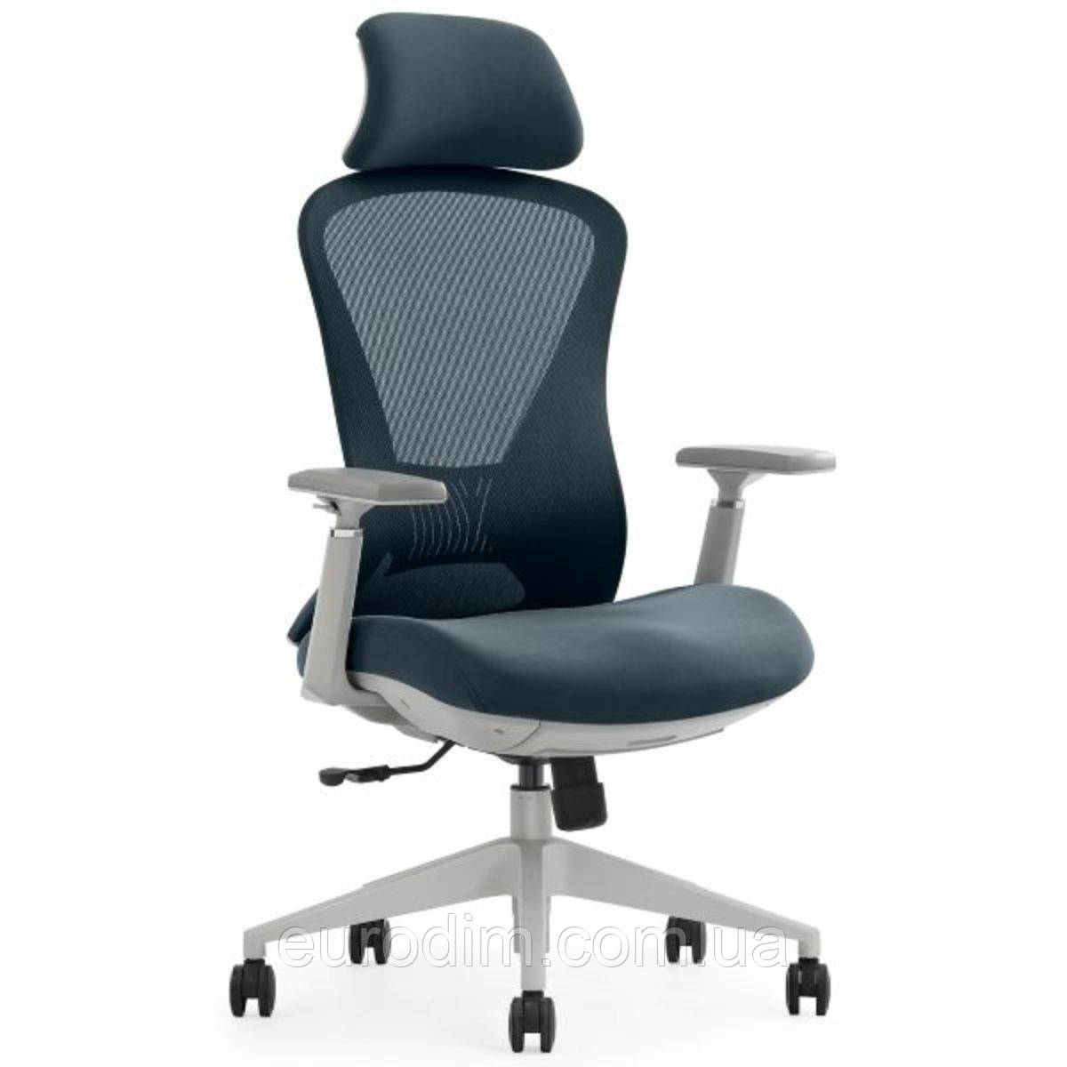 Крісло поворотне MAGNUS LUX темно-сіра тканина/сірий каркас