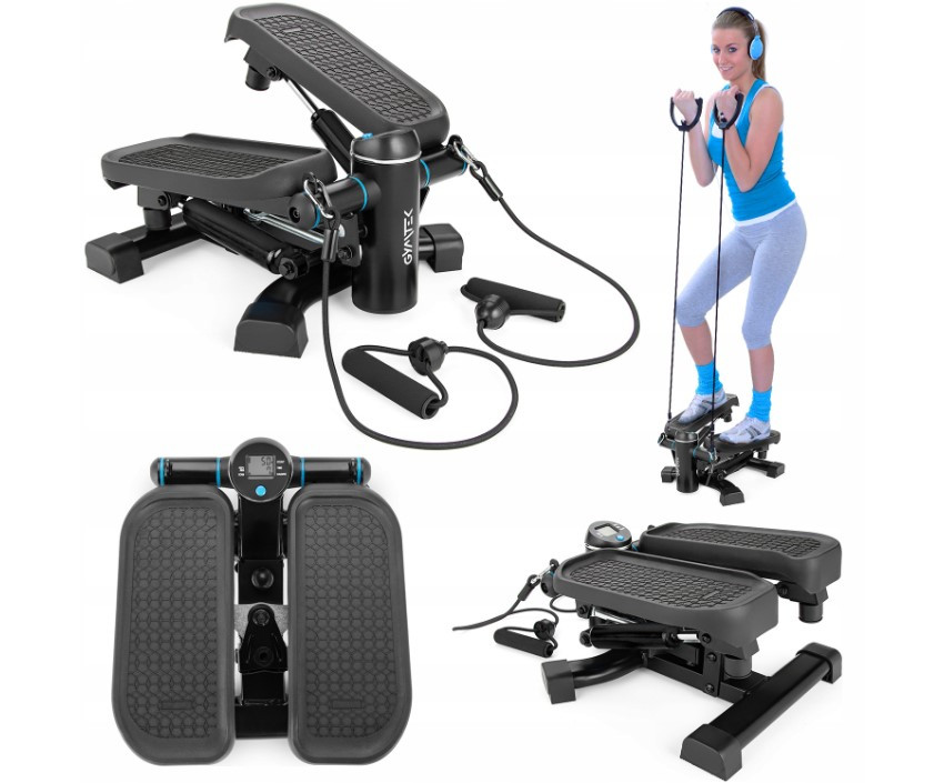 Степер для фітнесу 2в1 Gymtek XST600 Twist Stepper з еспандерами та крокоміром до 150 кг, фото 1