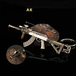 Металевий брелок для ключів із гри PUBG автомат AK Mini Gun