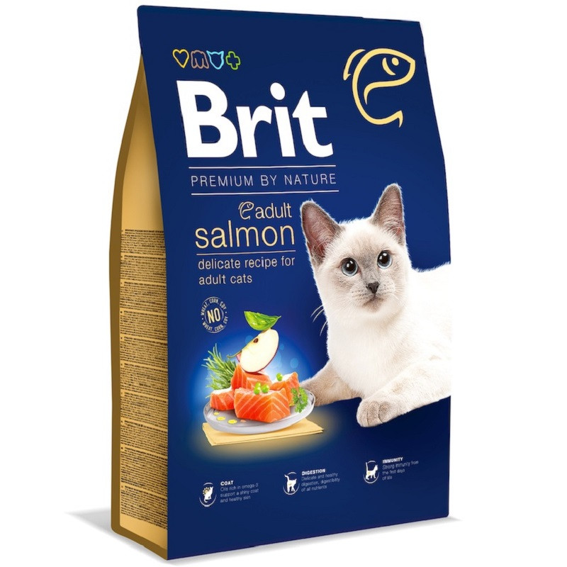 Корм для дорослих котів Брит із лососем Brit Premium Cat Adult Salmon 1,5 кг