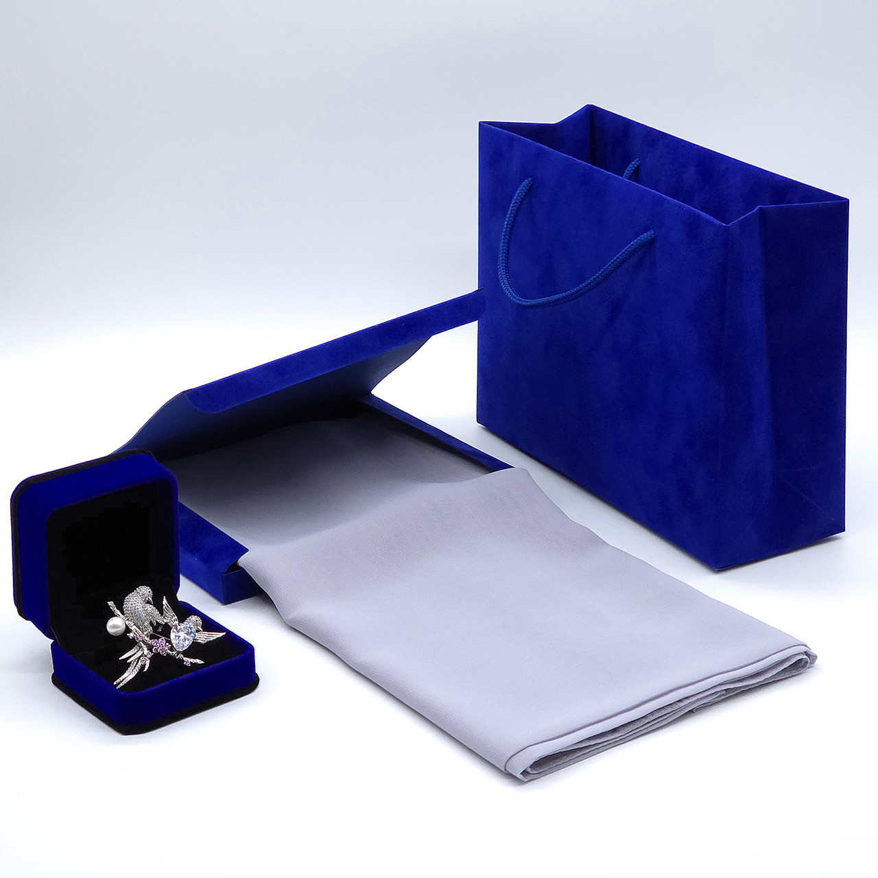 Подарунковий набір «Закохані птахи» – елегантний шарф та брошка, фото 1