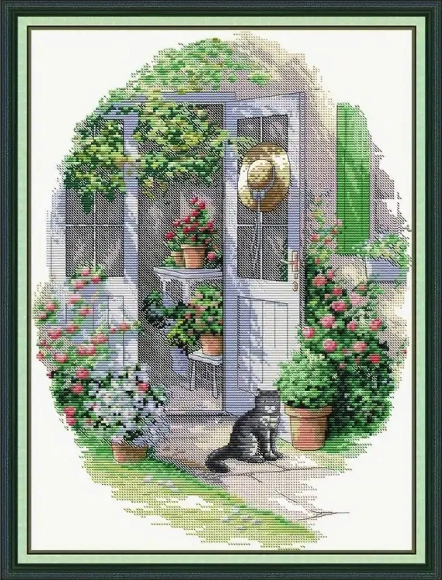 Набір для вишивання за нанесеною на канву схемою "Flower Room". AIDA 14CT printed , 35*46 см, фото 1